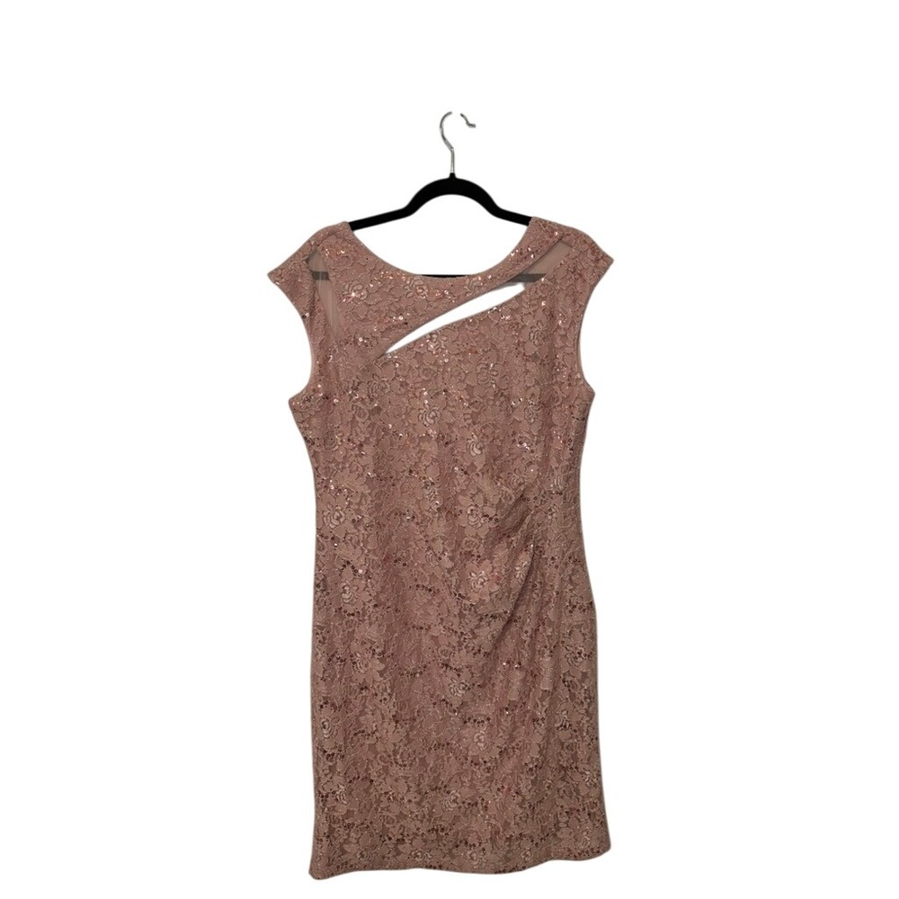 Scarlett Women's Pink‎ Lace Sequin Party Cocktail Dress Size 14 Cut Out